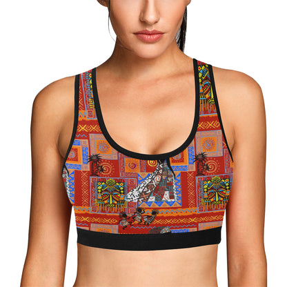 African Print Pattern Sports Bra