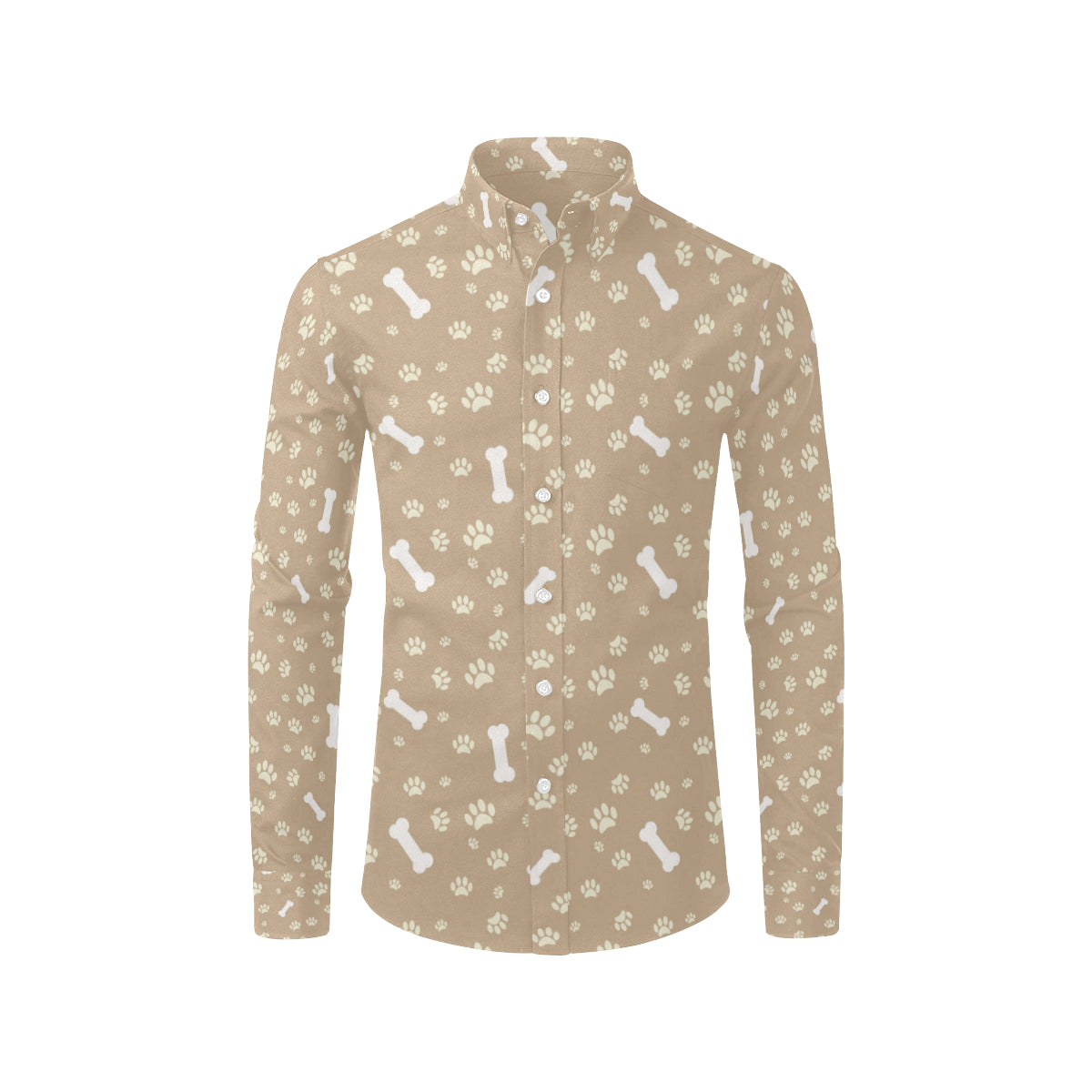 Dog Bone Paw Pattern Print Design 01 Men's Long Sleeve Shirt