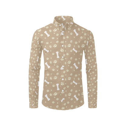 Dog Bone Paw Pattern Print Design 01 Men's Long Sleeve Shirt