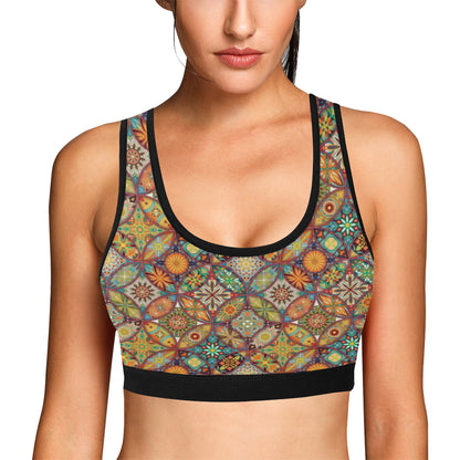 Mandala Flower Themed Design Print Sports Bra