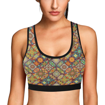 Mandala Flower Themed Design Print Sports Bra