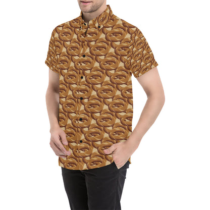 Bagel Pattern Print Design 02 Men's Short Sleeve Button Up Shirt