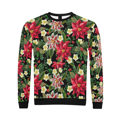 Poinsettia Pattern Print Design POT05 Men Long Sleeve Sweatshirt