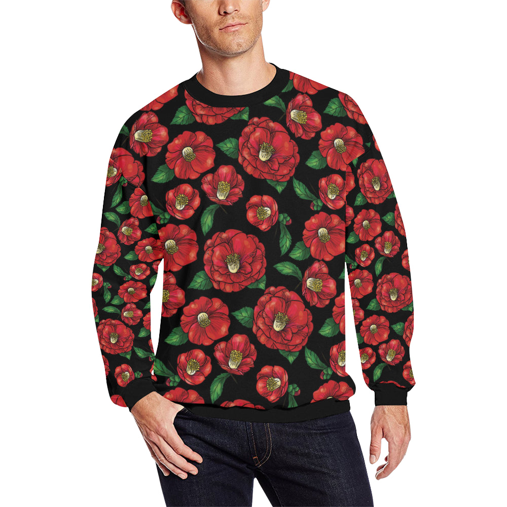 Camellia Pattern Print Design CM07 Men Long Sleeve Sweatshirt