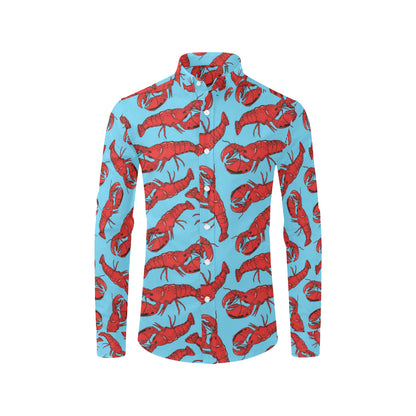 Lobster Red Pattern Print Design 03 Men's Long Sleeve Shirt