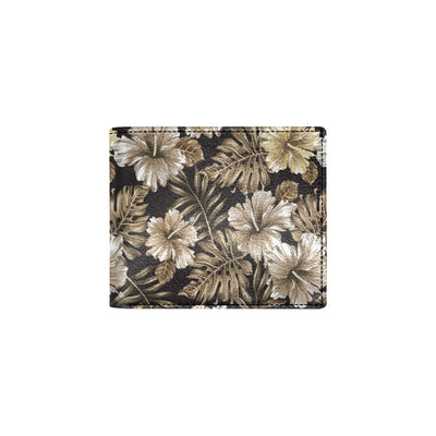 Brown Hibiscus Tropical Men's ID Card Wallet