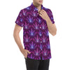 lotus Pattern Print Design LO01 Men's Short Sleeve Button Up Shirt