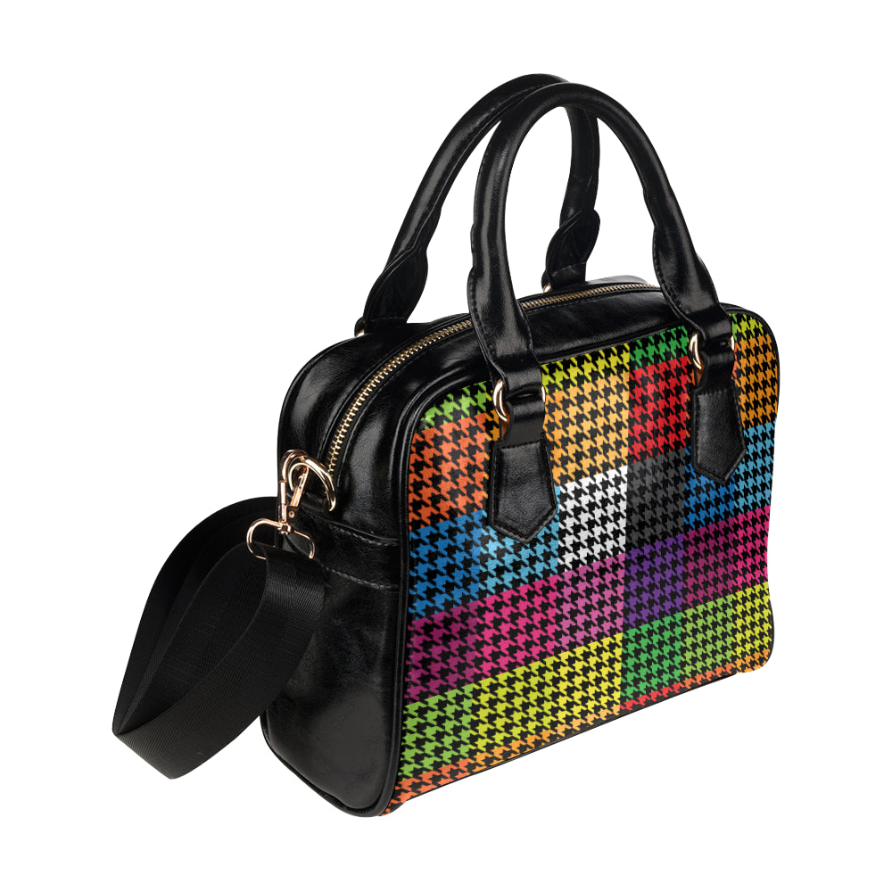 Houndstooth Colorful Pattern Print Design 01 Shoulder Handbag
