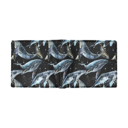 Humpback Whale Pattern Print Design 01 Men's ID Card Wallet