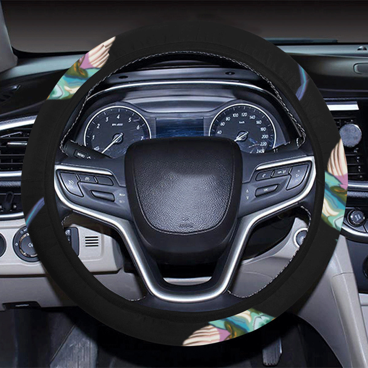 Hummingbird Pattern Print Design 06 Steering Wheel Cover with Elastic Edge