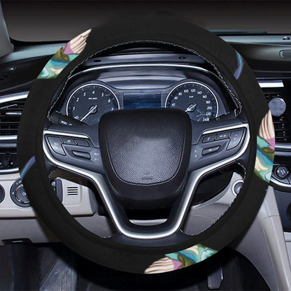 Hummingbird Pattern Print Design 06 Steering Wheel Cover with Elastic Edge