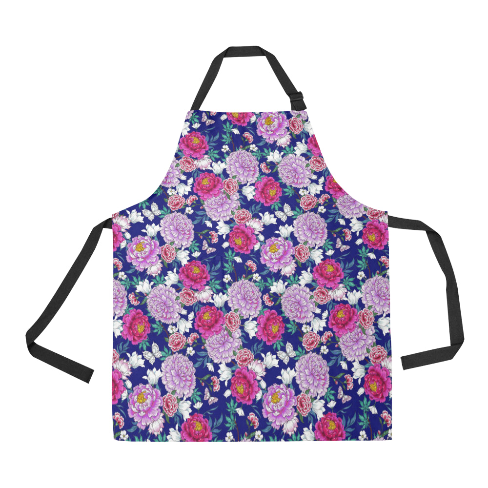 Dahlia Pattern Print Design DH013 Apron with Pocket