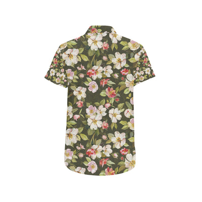 Apple blossom Pattern Print Design AB01 Men's Short Sleeve Button Up Shirt