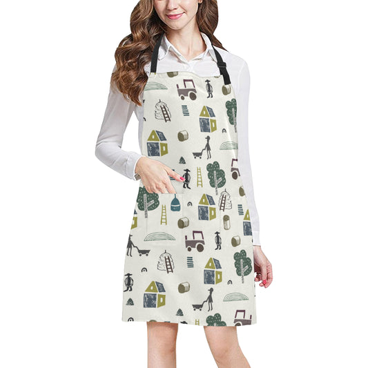 Agricultural Farm Print Design 01 Apron with Pocket