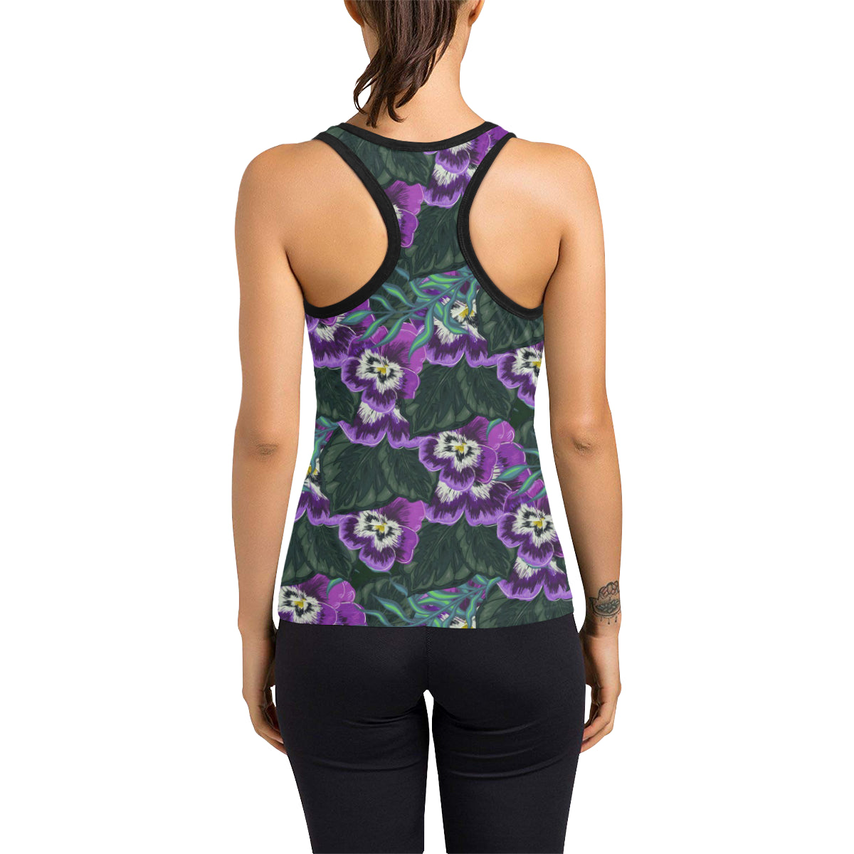 Pansy Pattern Print Design PS07 Women's Racerback Tank Top