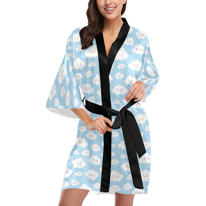 Cloud  Pattern Print Design 02 Women's Short Kimono