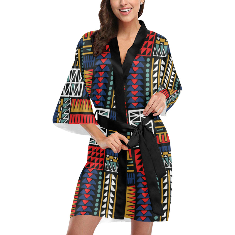 Kente Pattern Print Design 02 Women's Short Kimono