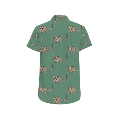 Sugar Glider Pattern Print Design 01 Men's Short Sleeve Button Up Shirt