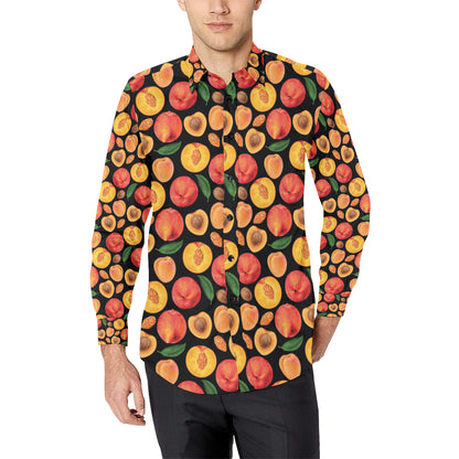 Peach Pattern Print Design A02 Men's Long Sleeve Shirt