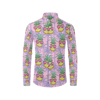 Pineapple Pattern Print Design PP06 Men's Long Sleeve Shirt