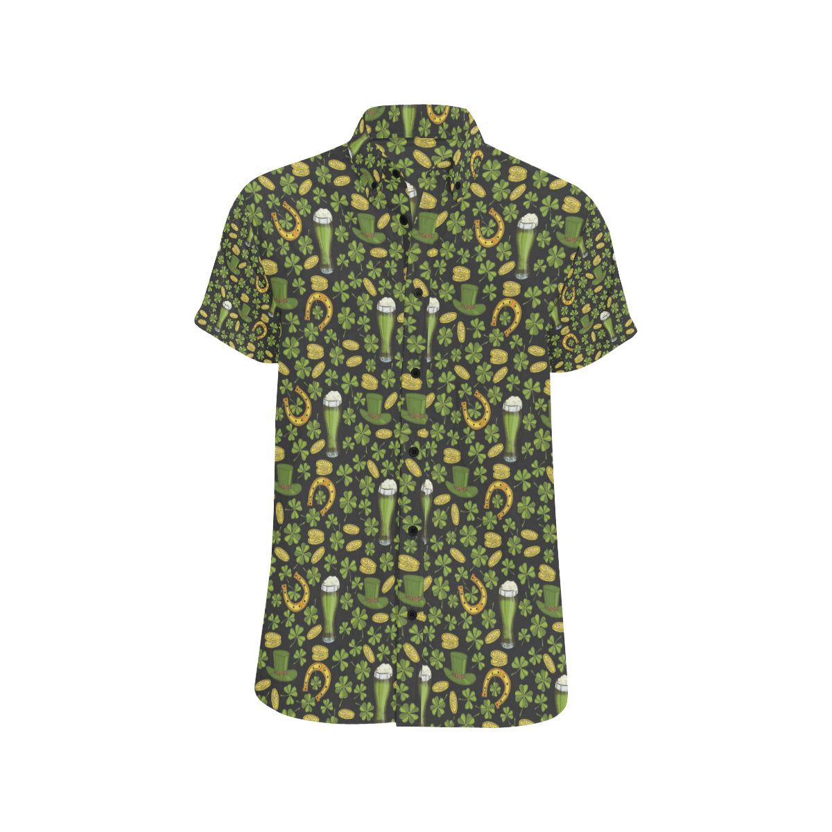 Clover St Patricks Pattern Print Design 03 Men's Short Sleeve Button Up Shirt