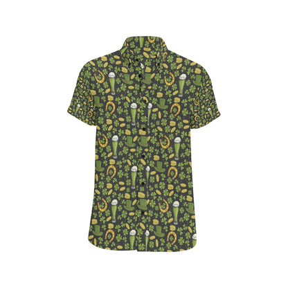 Clover St Patricks Pattern Print Design 03 Men's Short Sleeve Button Up Shirt