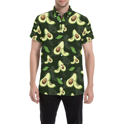 Avocado Pattern Print Design AC07 Men's Short Sleeve Button Up Shirt