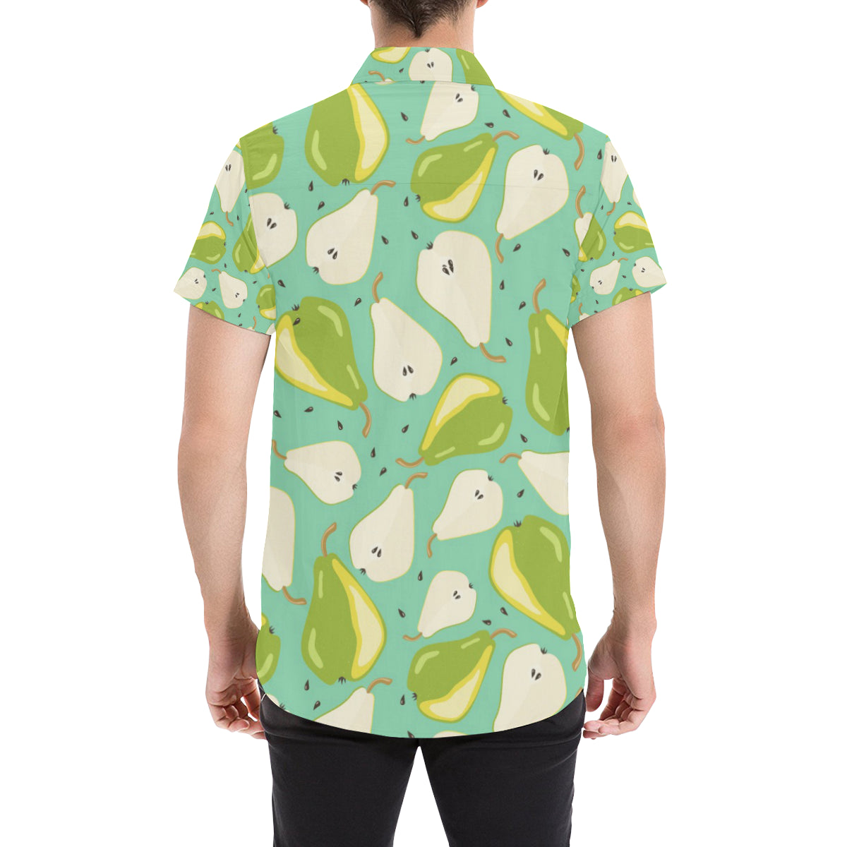 Pear Pattern Print Design PE04 Men's Short Sleeve Button Up Shirt