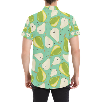 Pear Pattern Print Design PE04 Men's Short Sleeve Button Up Shirt