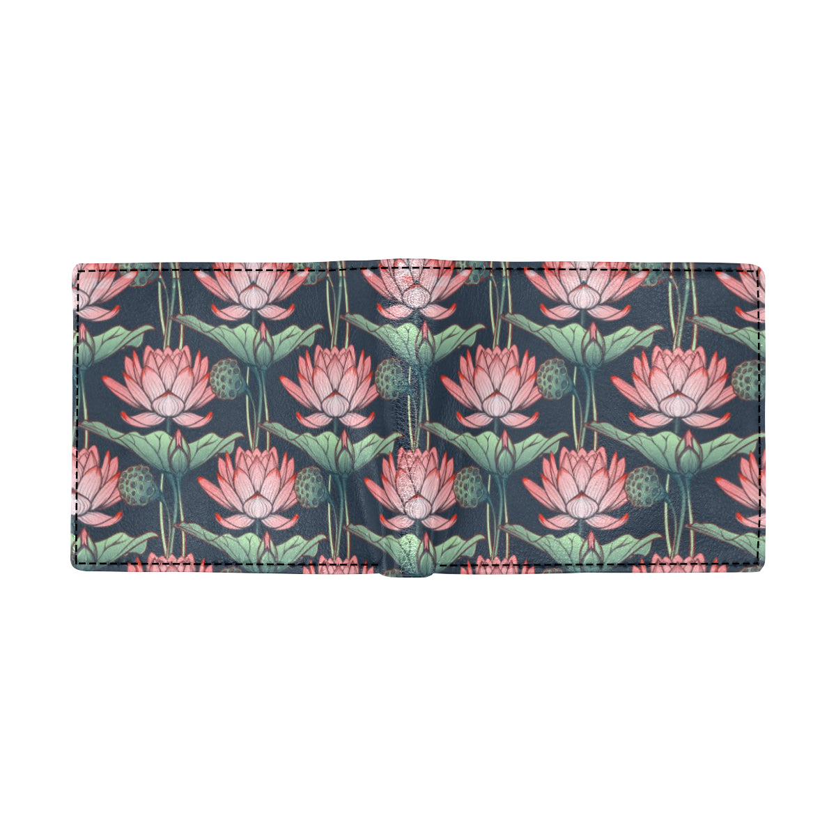 Water Lily Pattern Print Design WL03 Men's ID Card Wallet