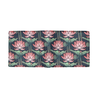 Water Lily Pattern Print Design WL03 Men's ID Card Wallet