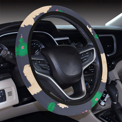 Llama Cactus Pattern Print Design 012 Steering Wheel Cover with Elastic Edge