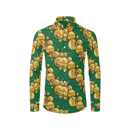 Bitcoin Pattern Print Design DO02 Men's Long Sleeve Shirt