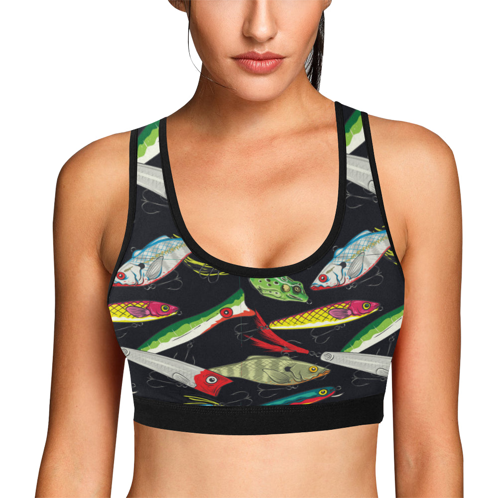 Fishing Bait Print Sports Bra