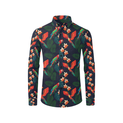Macaw Pattern Print Design 02 Men's Long Sleeve Shirt