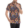 Ganesha Indian Pattern Print Design 03 Men's Short Sleeve Button Up Shirt