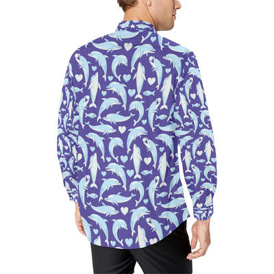 Dolphin Smile Print Pattern Men's Long Sleeve Shirt