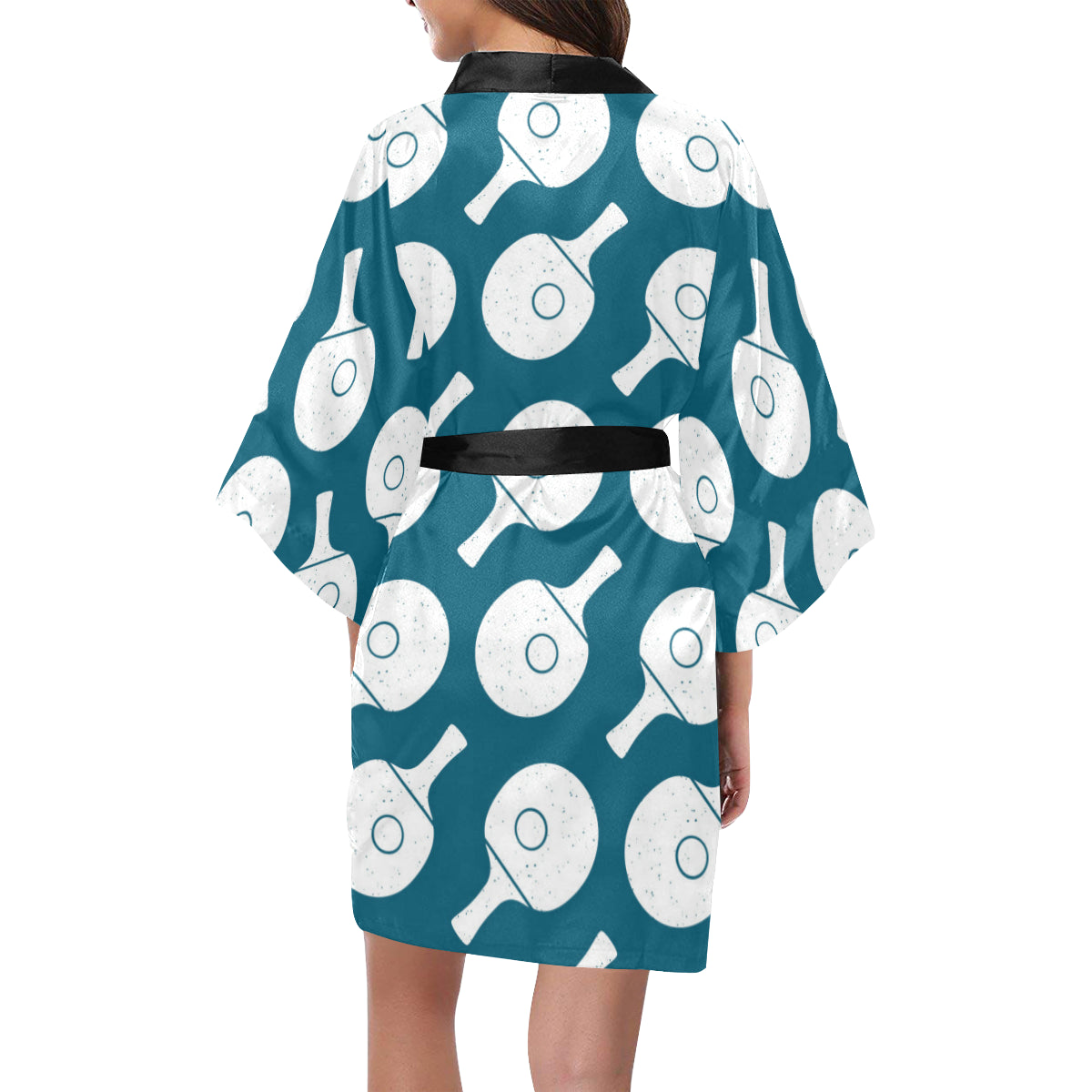 Ping Pong Pattern Print Design A02 Women's Short Kimono