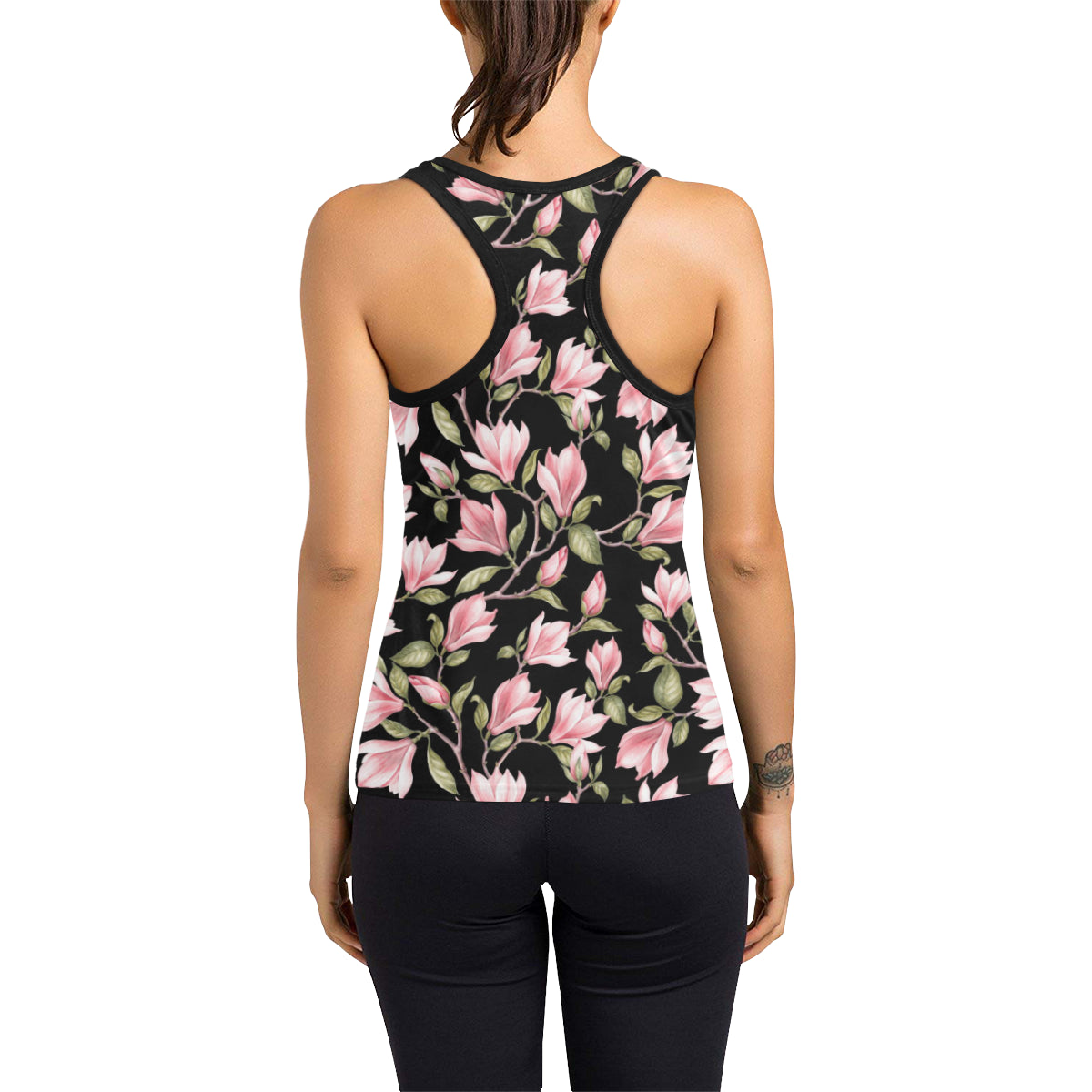 Magnolia Pattern Print Design MAG03 Women's Racerback Tank Top