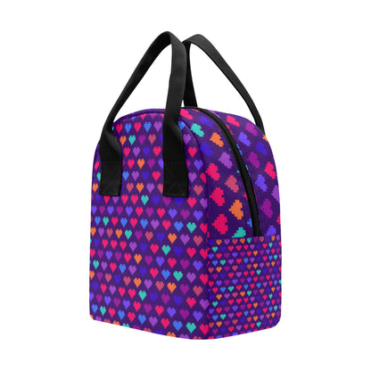 Heart Pixel Pattern Print Design HE03 Insulated Lunch Bag