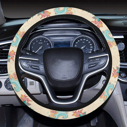 Mermaid Girl With Fish Design Print Steering Wheel Cover with Elastic Edge