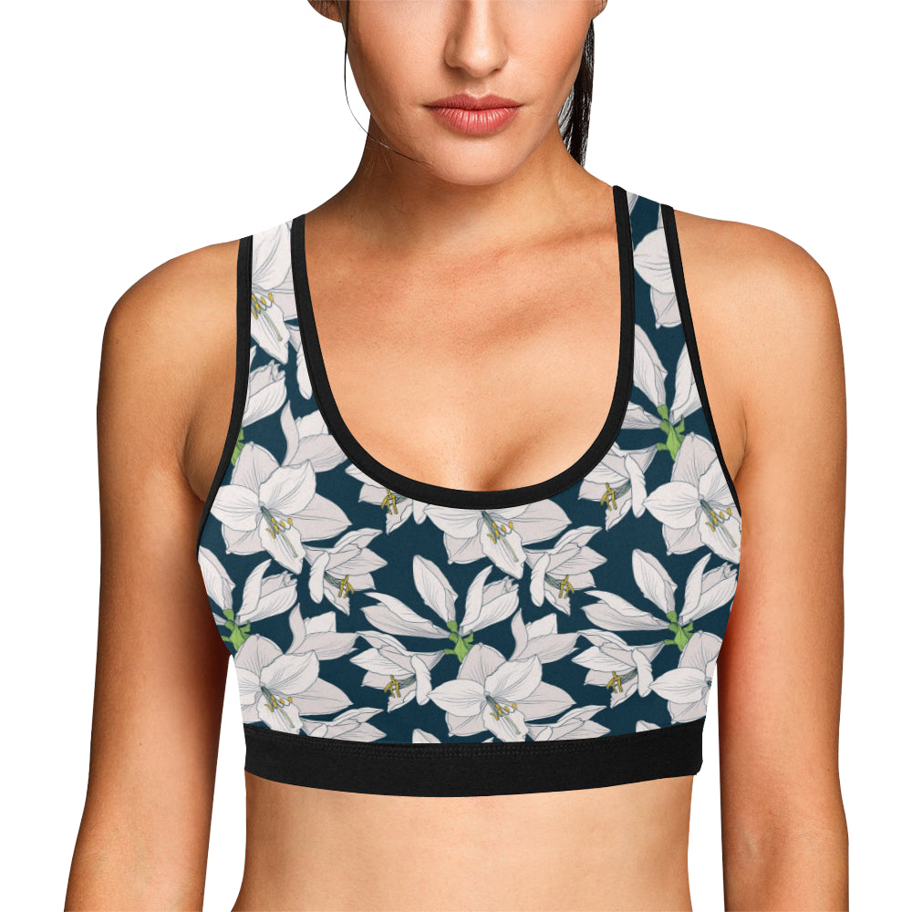 Amaryllis Pattern Print Design AL02 Sports Bra