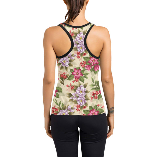 Summer Floral Pattern Print Design SF08 Women's Racerback Tank Top