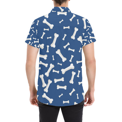 Dog Bone Pattern Print Design 03 Men's Short Sleeve Button Up Shirt