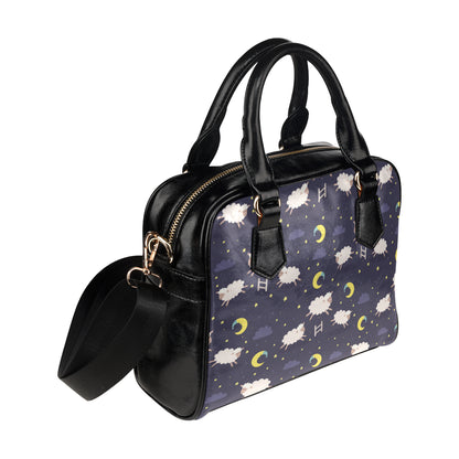 Sheep Night Pattern Print Design 02 Shoulder Handbag