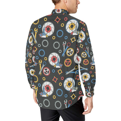 Mechanic Pattern Print Design 01 Men's Long Sleeve Shirt