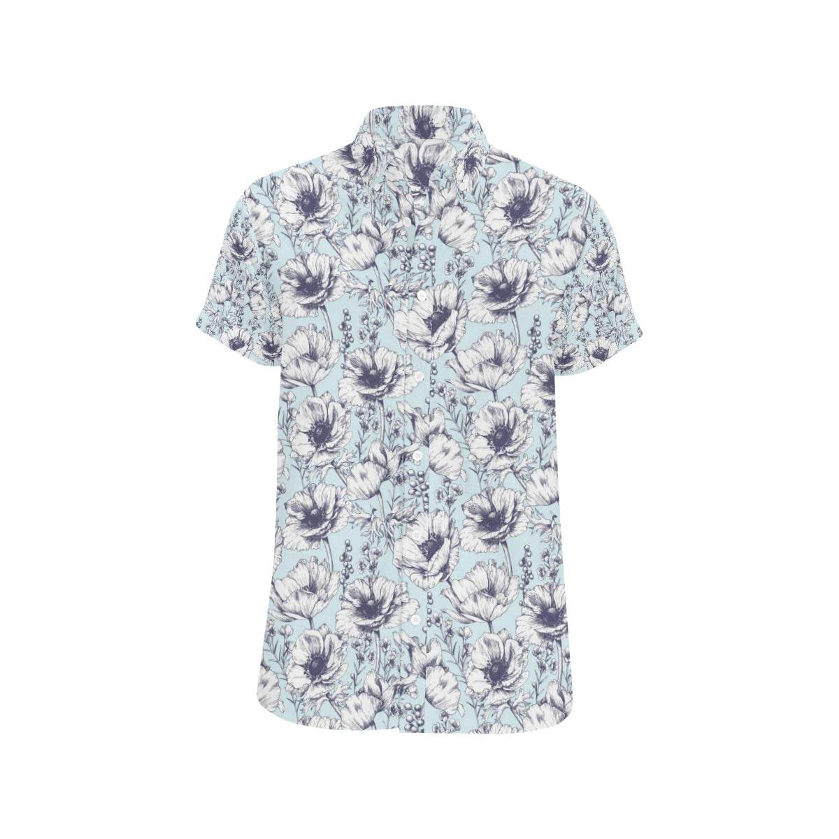 Anemone Pattern Print Design 02 Men's Short Sleeve Button Up Shirt