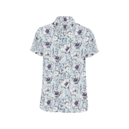 Anemone Pattern Print Design 02 Men's Short Sleeve Button Up Shirt
