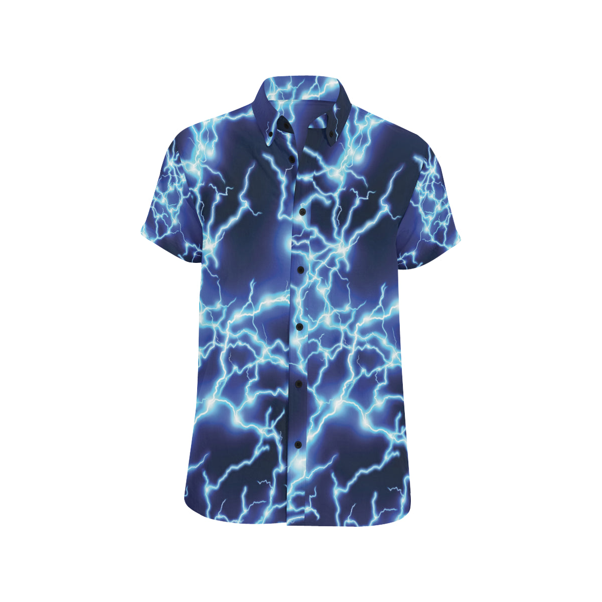 Lightning Thunder Pattern Print Design 04 Men's Short Sleeve Button Up Shirt