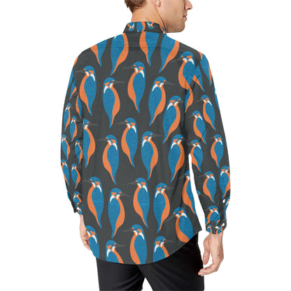 Kingfisher Pattern Print Design 03 Men's Long Sleeve Shirt
